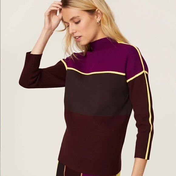 Victoria Beckham pullover purple knit mock neck sweater medium - Picture 4 of 12